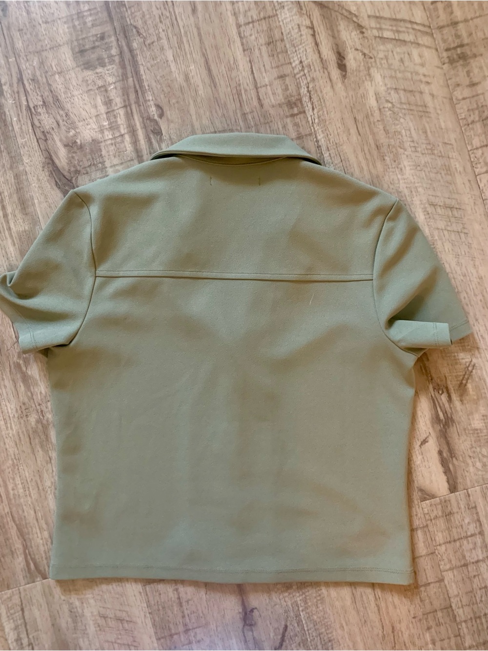 Oak + Fort Olive Short-Sleeve Button Front Top - Women - Picture 3 of 6